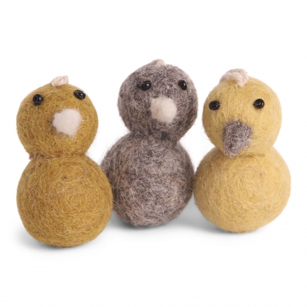 Round mini Chickens Yellow, Set of 3